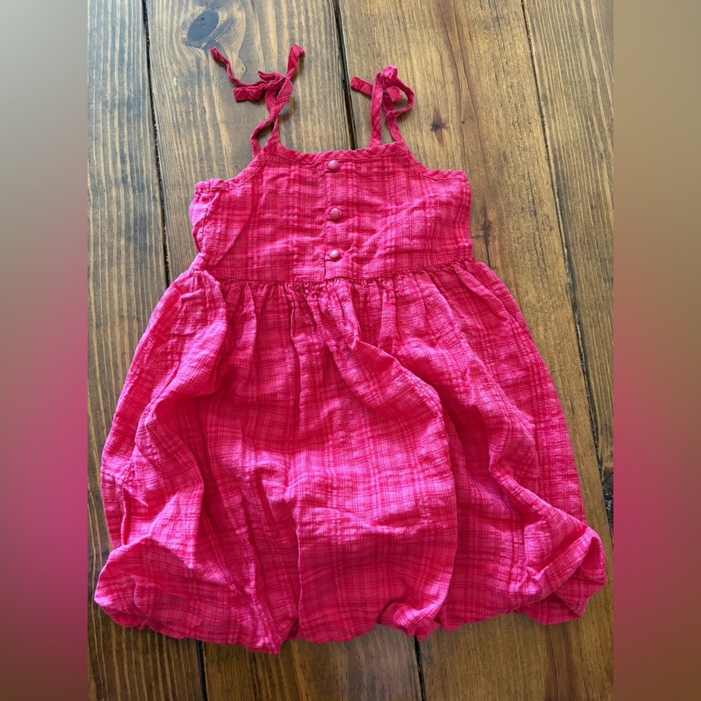 Girls Red Bubble Sundress with Tie Straps